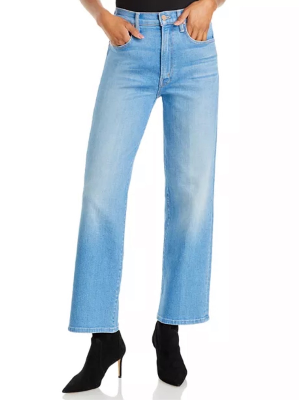 MOTHER Light Blue High-Rise Straight Leg Jeans